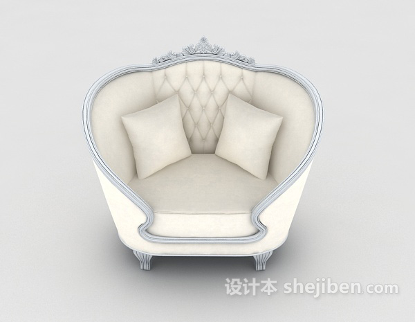 欧式风格欧式白色家居单人沙发3d模型下载