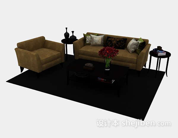 免费欧式简单居家组合沙发3d模型下载