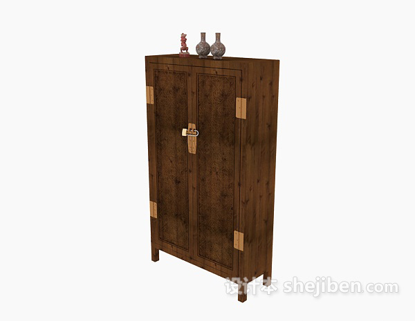 设计本中式家居木质衣柜3d模型下载