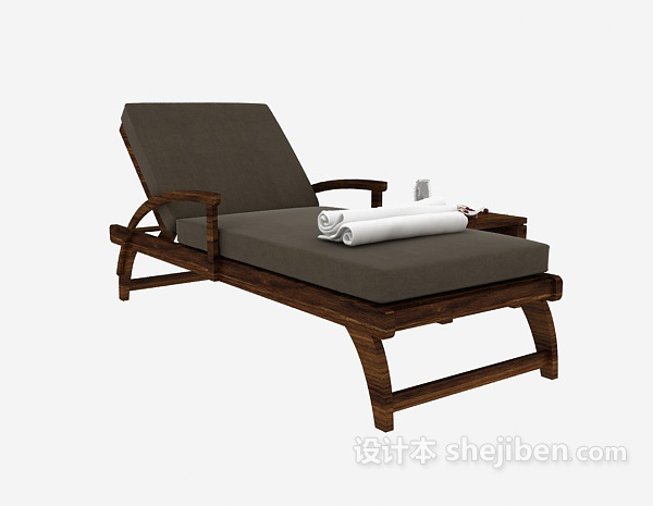 实木现代简单休闲椅3d模型下载