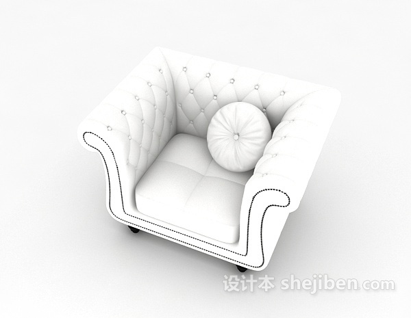 免费欧式家居白色单人沙发3d模型下载