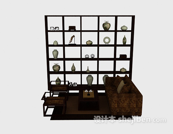 中式风格中式风格居家组合沙发3d模型下载