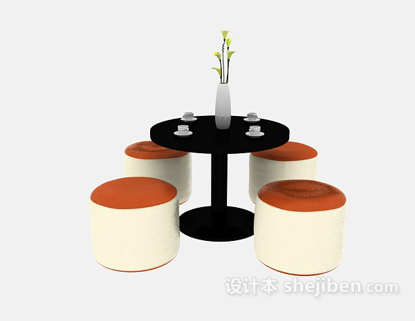设计本休闲现代桌椅组合3d模型下载