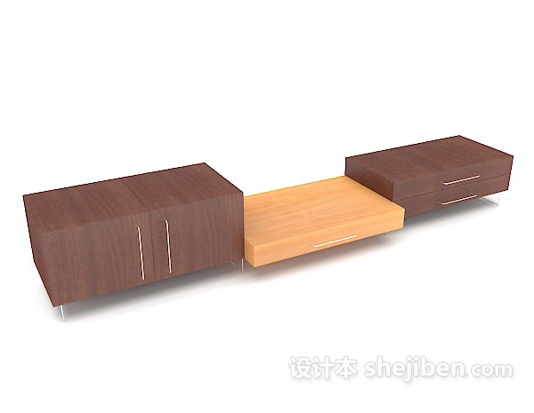 简约木质电视柜子3d模型下载