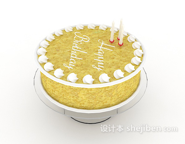 设计本单层生日蛋糕3d模型下载