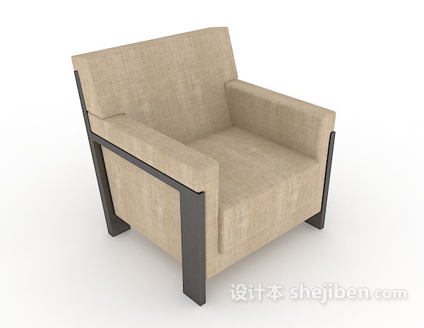 家居棕色简约单人沙发3d模型下载