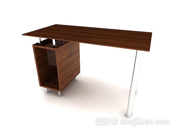免费木质电脑桌3d模型下载