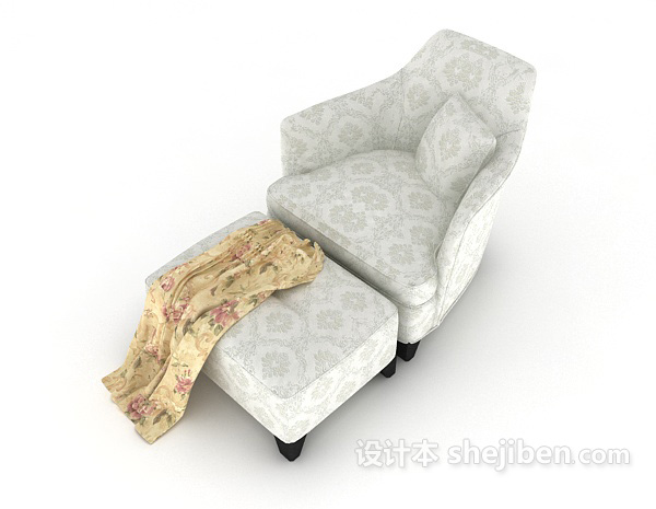 免费欧式家居木质花纹单人沙发3d模型下载