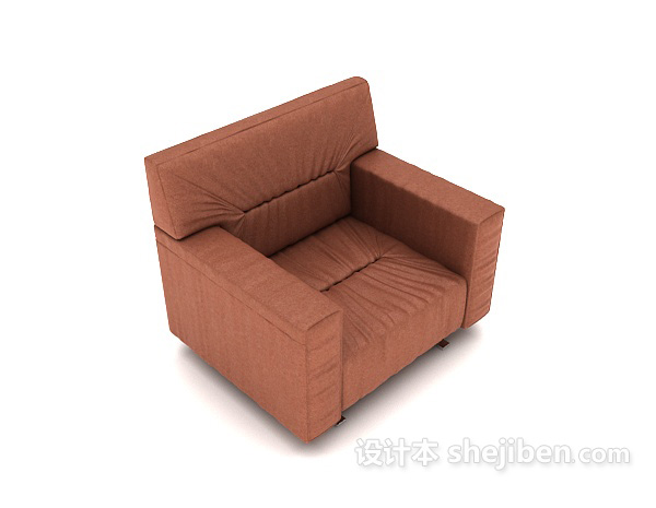 简单红棕色单人沙发