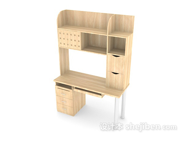 免费黄色木质书桌3d模型下载
