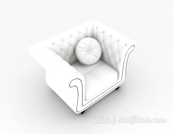 欧式家居白色单人沙发3d模型下载