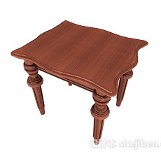 新中式木质餐桌3d模型下载