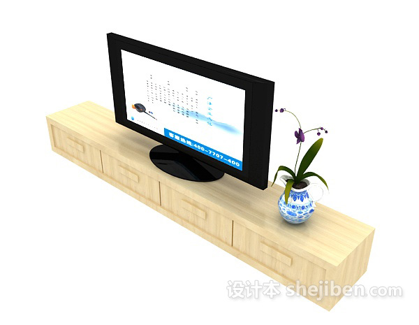 设计本黄色简单电视柜3d模型下载