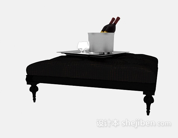 现代风格黑色沙发凳子3d模型下载
