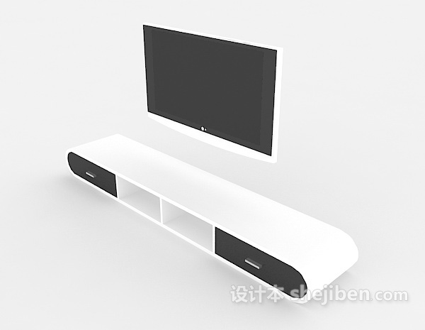 设计本白色现代电视柜3d模型下载