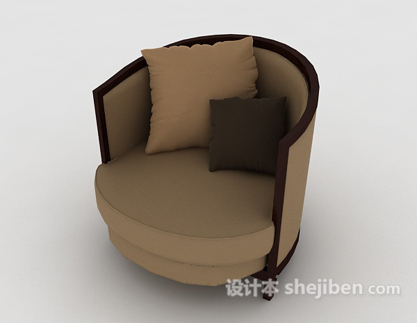 免费木质棕色家居休闲单人沙发3d模型下载