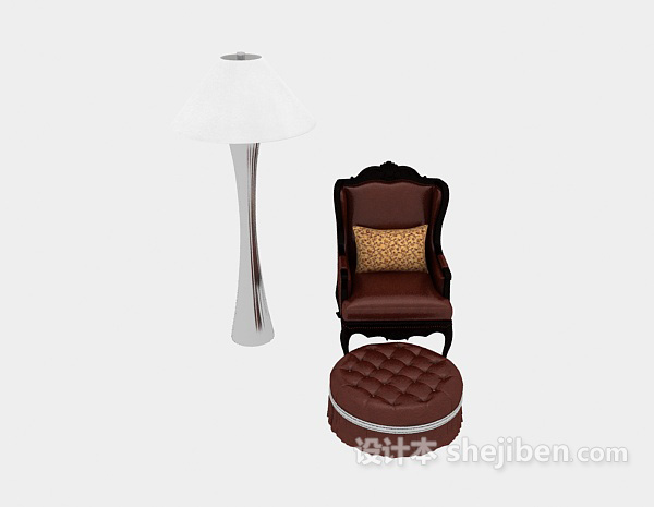 欧式风格欧式简单皮质沙发3d模型下载