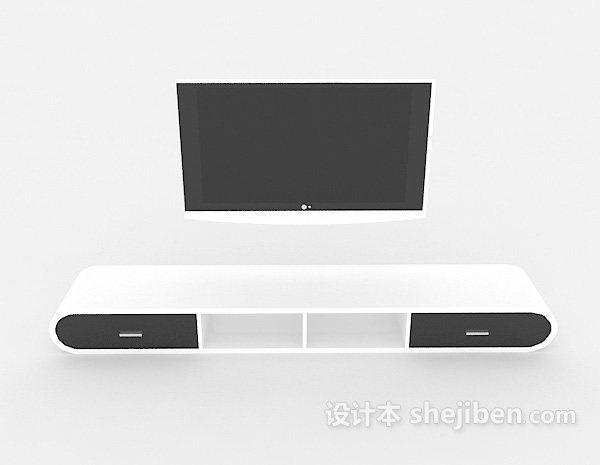现代风格白色现代电视柜3d模型下载
