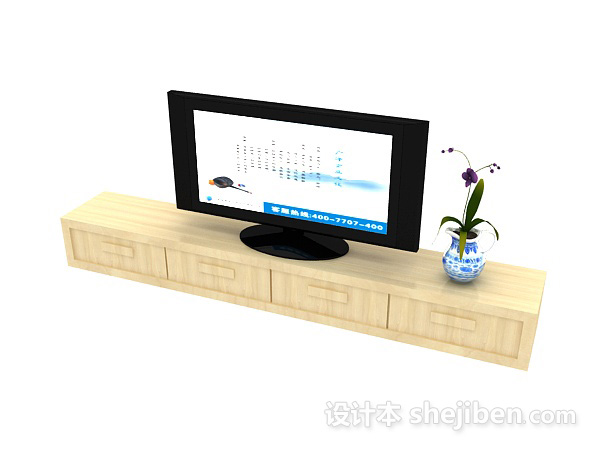 免费黄色简单电视柜3d模型下载