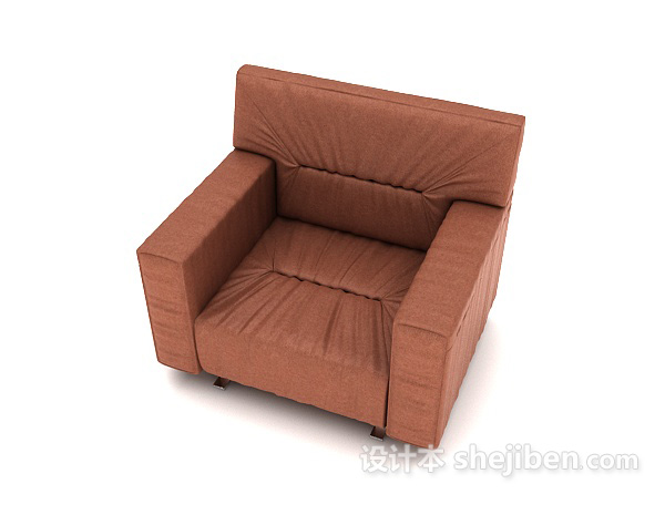 免费简单红棕色单人沙发3d模型下载