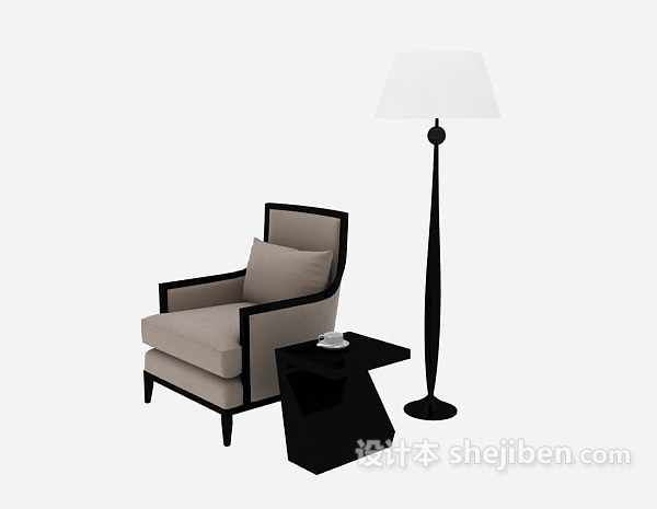 免费简洁实用单人沙发3d模型下载