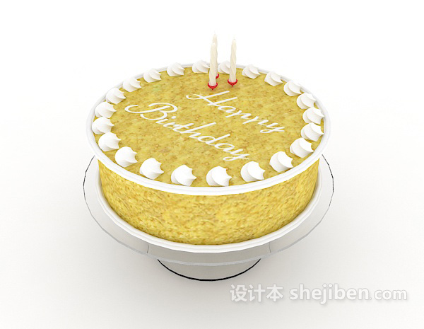 现代风格单层生日蛋糕3d模型下载