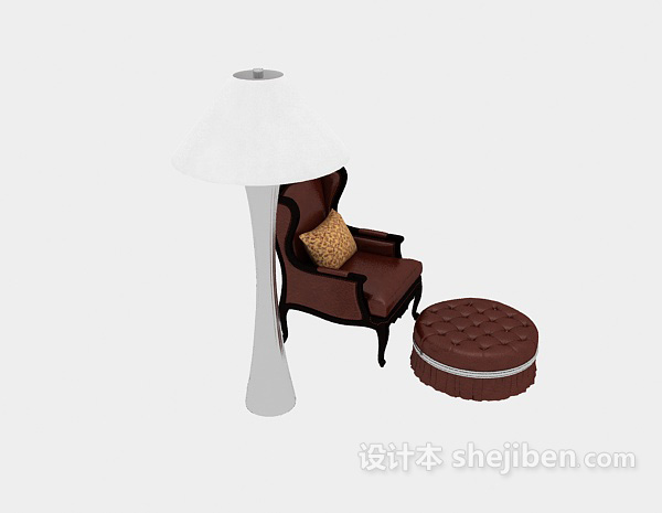 设计本欧式简单皮质沙发3d模型下载