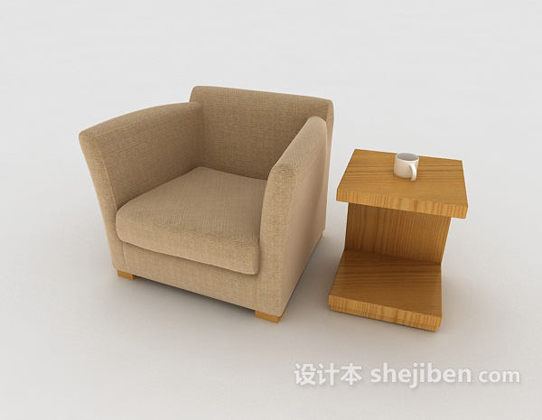 现代简约浅棕色单人沙发3d模型下载