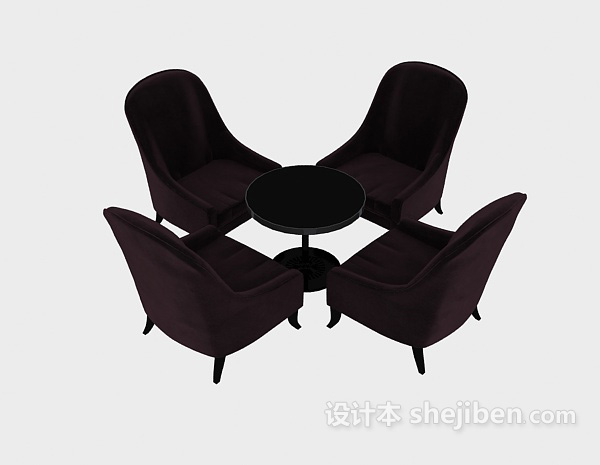 免费深紫色桌椅3d模型下载