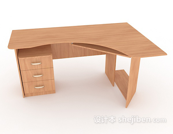 免费简单实木书桌3d模型下载