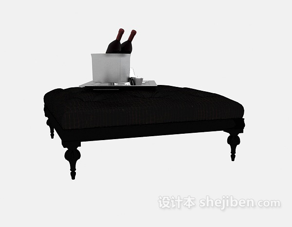 设计本黑色沙发凳子3d模型下载