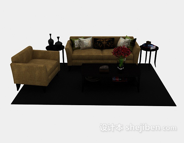 欧式风格欧式简单居家组合沙发3d模型下载
