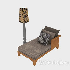 欧式简单实木组合沙发3d模型下载
