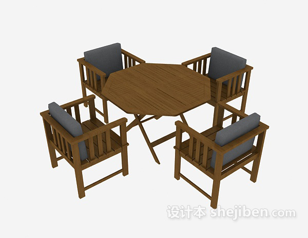 木质休闲桌椅3d模型下载