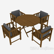 木质休闲桌椅3d模型下载