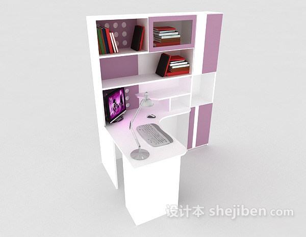 设计本整体书桌、书柜3d模型下载