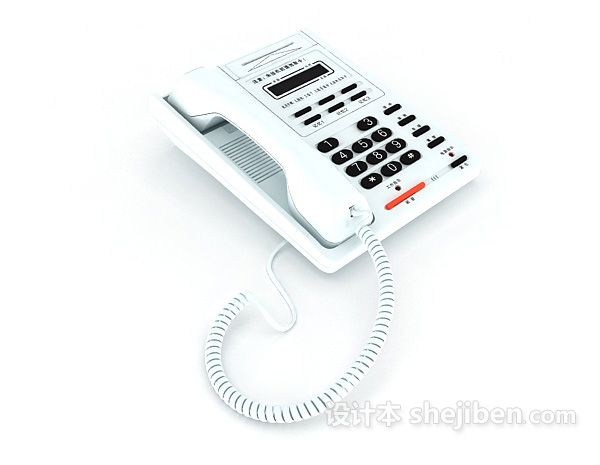白色电话座机3d模型下载