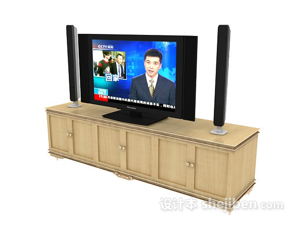 简单居家电视柜3d模型下载