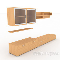 现代简约木质橱柜3d模型下载