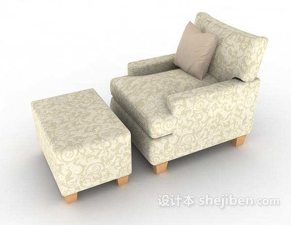免费家居简单花纹单人沙发3d模型下载
