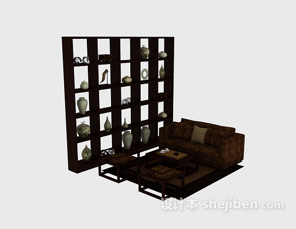 中式风格居家组合沙发3d模型下载