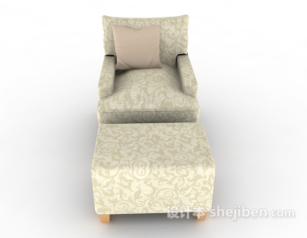 现代风格家居简单花纹单人沙发3d模型下载
