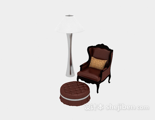 欧式简单皮质沙发3d模型下载