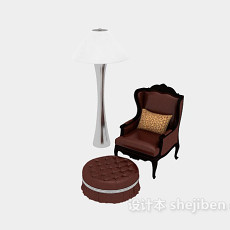 欧式简单皮质沙发3d模型下载