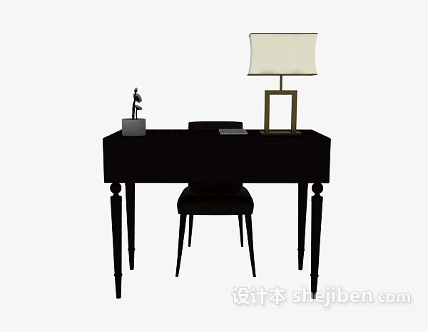 中式风格新中式居家书桌3d模型下载