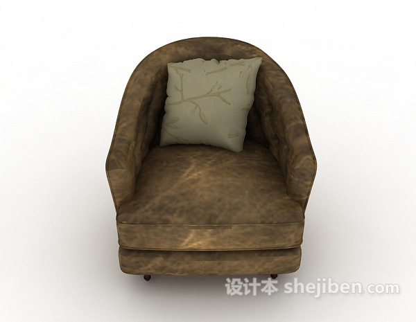 欧式风格欧式深棕色复古单人沙发3d模型下载