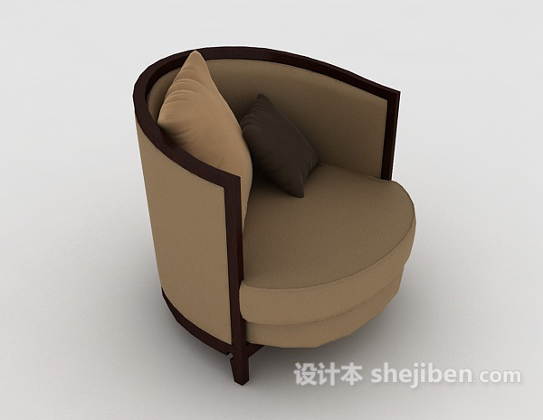 木质棕色家居休闲单人沙发3d模型下载