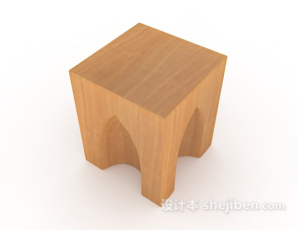 现代风格实木居家板凳3d模型下载