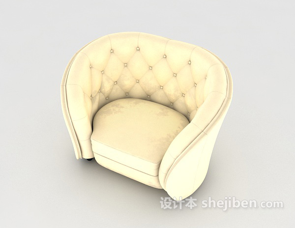 免费欧式浅黄色单人沙发3d模型下载