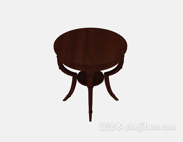 现代风格实木圆形边桌3d模型下载